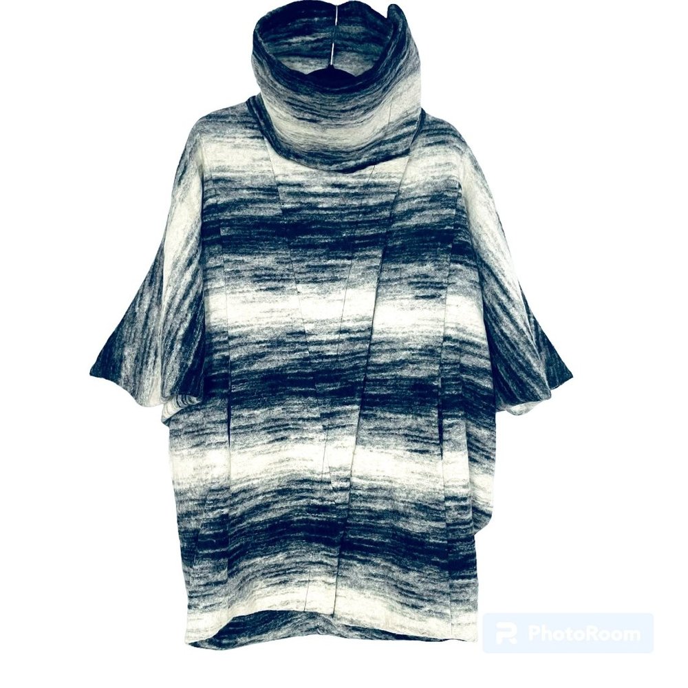 CUT 25 BY YIGAL AZROUEL Ombre Cocoon Cape Coat Black & White US 6